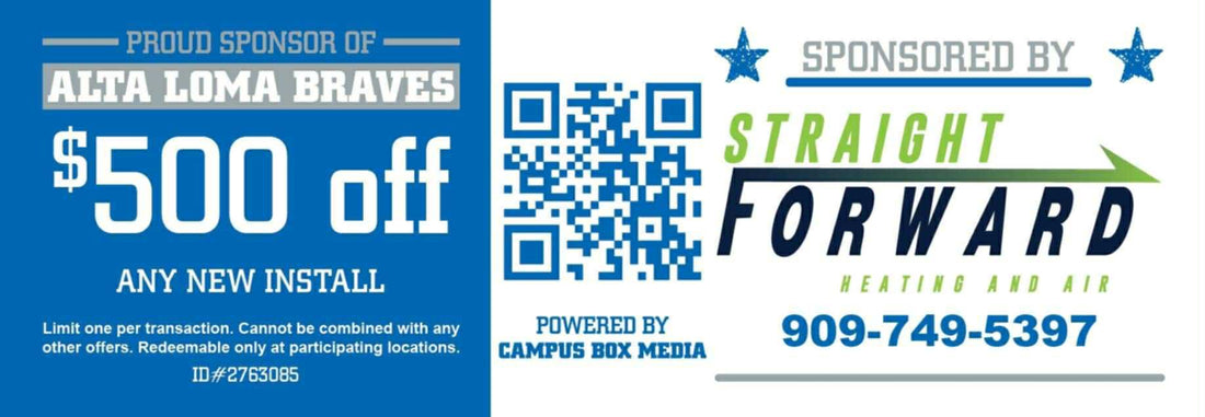 Straight Forward Heat and Air Proudly Sponsors the Alta Loma Braves – Get $500 Off Any New HVAC Install!